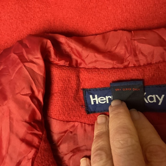 Herman Kay Jacket Hood Wool Winter Classic  Everyday Staple Red Womens SZ M - Picture 5 of 7